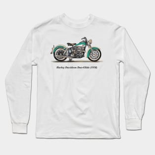 Drawing of Vintage Classic Motorcycle HD Duo-Glide 1958 Long Sleeve T-Shirt